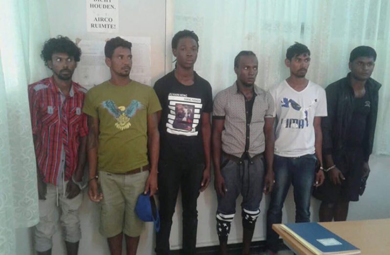 Some of the alleged pirates who were arrested in Suriname on Thursday evening