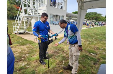 Mr. Nicholas Hing doing an equipment check in Santo Domingo.