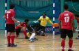 Devin Munroe scoring a goal for Guyana's Masters team