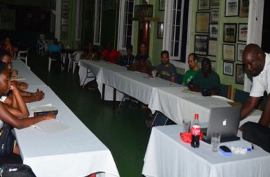 Trinidad and Tobago National Hockey Coach Anthony Marcano at one of the sessions at GCC pavilion (Adrian Narine photo)