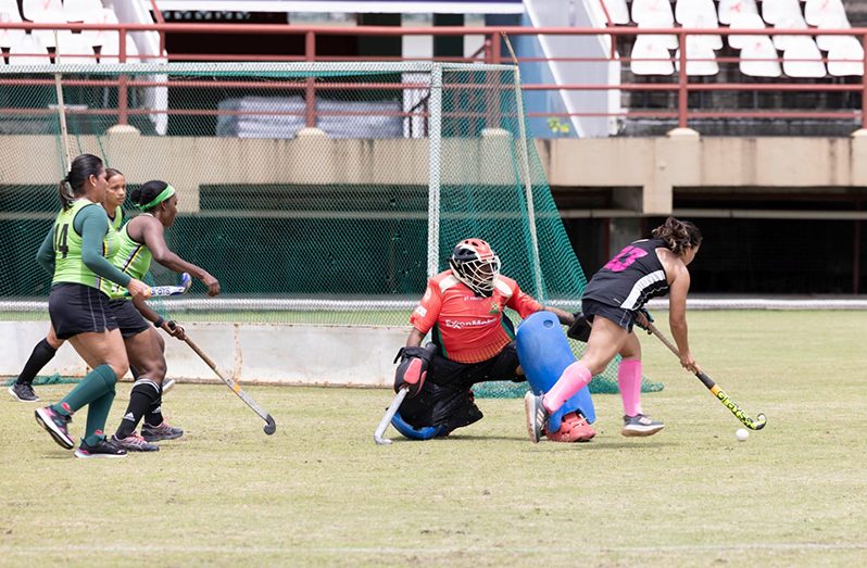 Play between GCC women (attack) and Hikers during a previous tournament