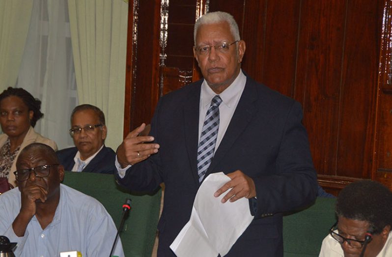 Minister of Agriculture Noel Holder during his presentation.