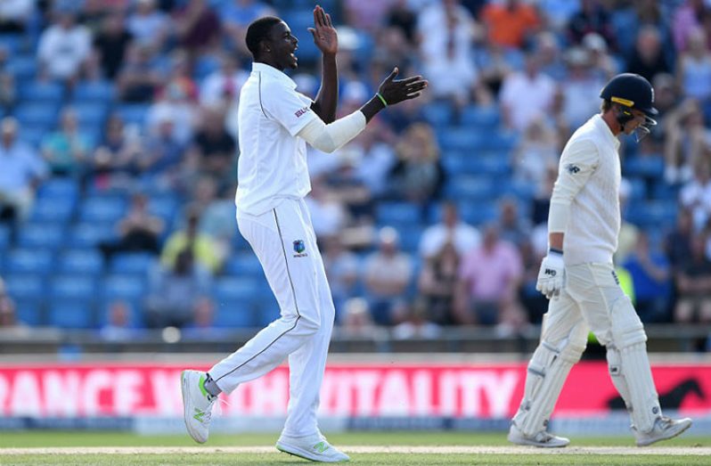 Windies captain Jason Holder picked up his second wicket when Tom Westley fell for 8. ©Getty Images