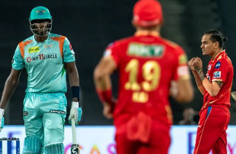 West Indies all-rounder Jason Holder reacts after being dismissed cheaply yesterday (Photo courtesy IPL)