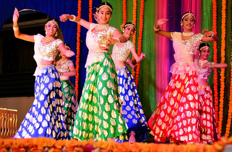 Dancers of the Dharmic Nritya Sangh captivate a well-attended gathering with
a series of elegant and energetic performances at the Guyana Hindu Dharmic
Sabha’s annual Phagwah Mela held at the Dharmic Kendra, Prashad Nagar,
Georgetown on Saturday (Adrian Narine photo)