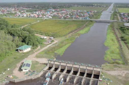 The Hope Canal along the East Coast Demerara (ECD), which drains excess water from the East Demerara Water Conservancy into the Atlantic Ocean