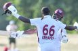 There was brief respite from the gloom for West Indies when Justin Greaves, Shai Hope and Kemar Roach saved the Christchurch Test in the face of a 531-run target (Getty Images)