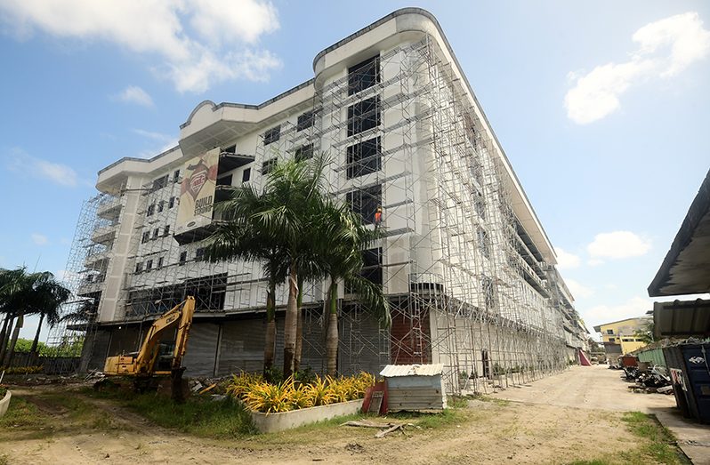 The Royal Orchid Hotel and Mall taking shape at Mandela Avenue (Adrian Narine photo)
