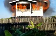 The house engulfed in flames 
