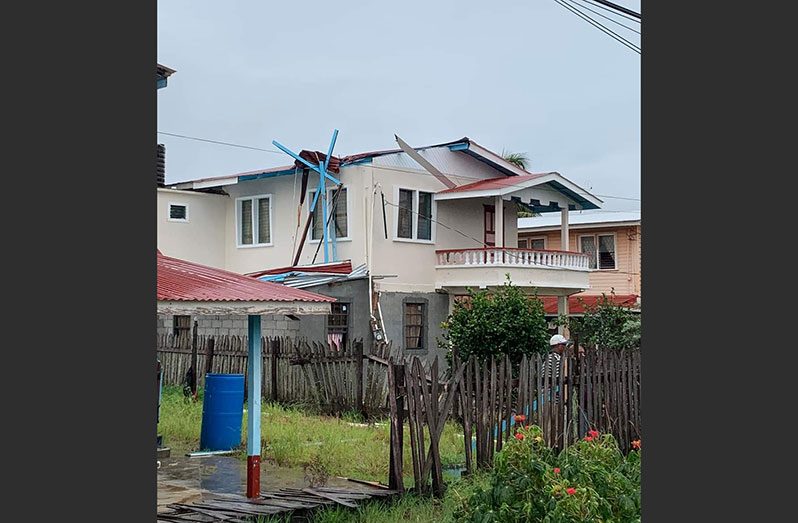 Some of the houses that were damaged due to the freak storm on Friday night on the West Coast of Berbice