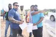 The Central Housing and Planning Authority’s Chief Executive Officer, Dr. Martin Pertab, along with other stakeholders during a series of site visits along the Soesdyke-Linden Highway and East Bank Demerara corridor on Friday
