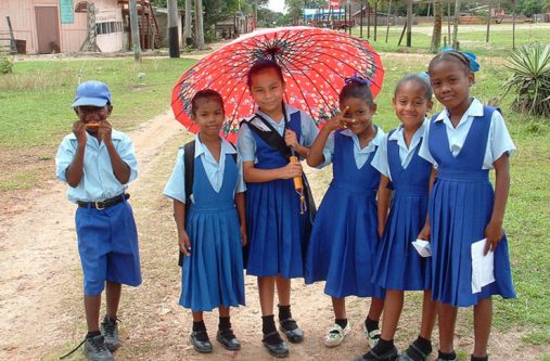 Pupils of Howell Wilson Primary on their way home after school