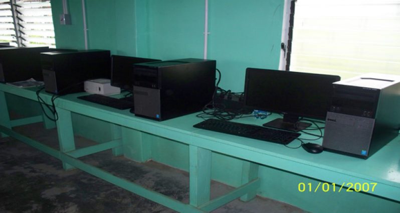 Some of the computers in the ITC hub which were donated by the Basic Needs Trust Fund