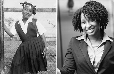 Hyles at age 6 in Guyana (left) and today (right)