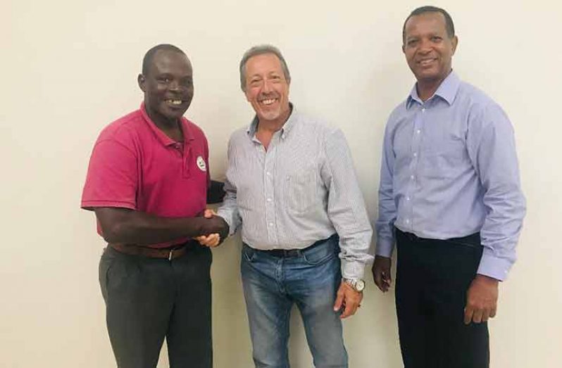 From left, Assistant secretary/treasurer of GOA, Dion Nurse, Professor Oscar Gadea and AAG president Aubrey Hutson