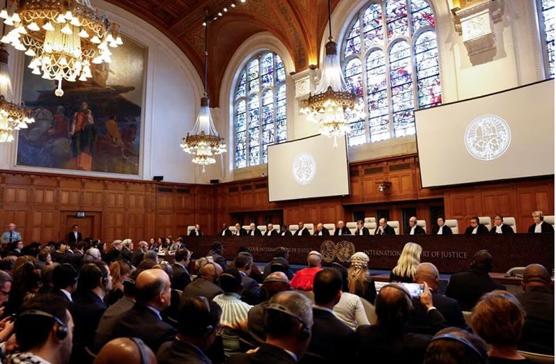 Judges at the International Court of Justice (ICJ) rule on emergency measures against Israel following accusations by South Africa that the Israeli military operation in Gaza is a state-led genocide, in The Hague, Netherlands, January 26, 2024 (REUTERS/Piroschka van de Wouw)
