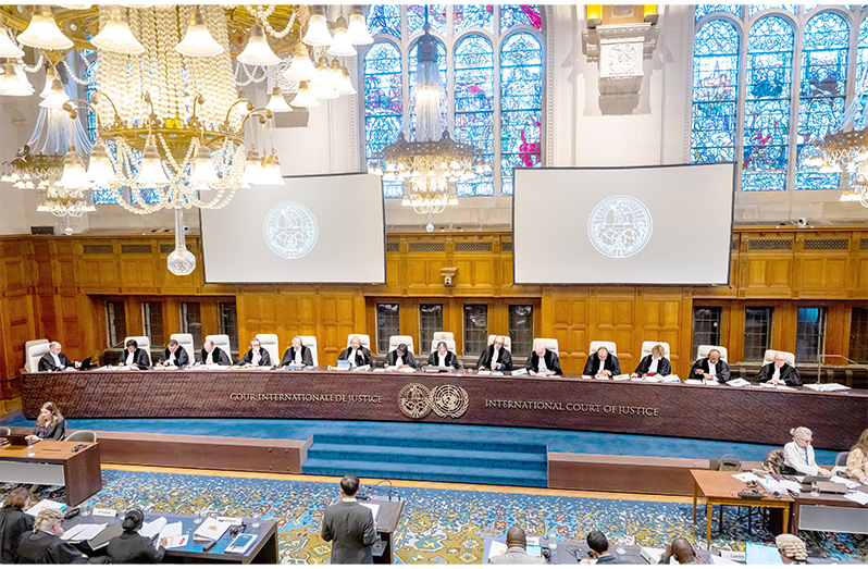 Judges of the International Court of Justice preside over proceedings at the Peace Palace in The Hague, where public hearings in the Guyana - Venezuela border case will be held today (ICJ photo)