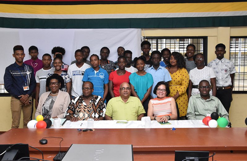 First Lady, Mrs. Sandra Granger and other officials pose with the participants of the programme