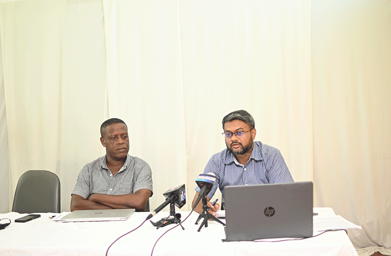 Lelon Saul, Secretary of the IFAAD (left) and Ubraj Narine, Vice-Chair of IFAAD (right) (Adrian Narine Photo)