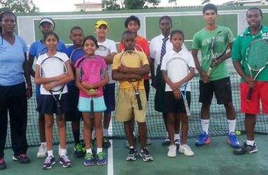 The Guyana National Team to contest the IGG tournament is flanked by coaches Shelly Daly-Ramdyhan and Nicholas Glasgow. Separate is Khalif Gobin.