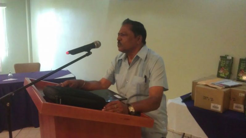 Minister in the Ministry of Agriculture, Ali Baksh making remarks at the well-attended workshop  on effective soil management