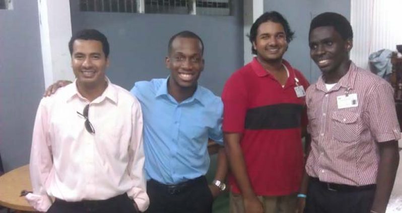 Presidential  candidates from left: Glenfield Dennison of the Revolutionaries; Denroy Tudor of the Students’ United Movement (SUM); Andre Chowbay of the Students’ Movement Advocating Real Transformation (SMART), and acting UGSS president and candidate for the Students’ Empowerment Alliance (SEA), Joshua Griffith