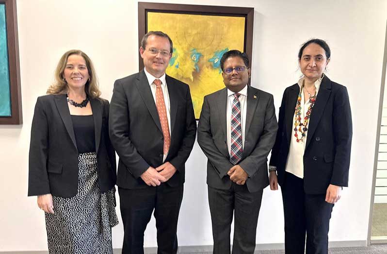 Senior Minister in the Office of the President with responsibility for Finance, Dr Ashni Singh with the Director of the Western Hemisphere Department at the IMF, Mr. Nigel Chalk, while wrapping up participation in the 2026 Spring Meetings of the IMF and World Bank Group (WBG), in Washington DC, United States of America