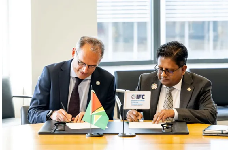 Senior Minister in the Office of the President with responsibility for Finance, Dr Ashni Singh, alongside International Finance Corporation Vice-President for Europe, Latin America and the Caribbean, Alfonso García Mora, during engagements at the 2026 Spring Meetings of the International Monetary Fund (IMF) and the World Bank Group (WBG) in Washington, DC (DPI photo)