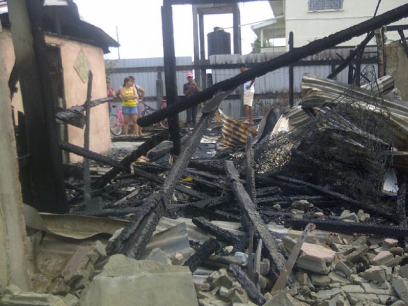 The gutted building after the fire yesterday (Photo by Michel Outridge)