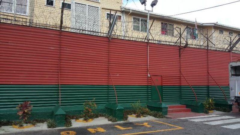 Outside the Camp Street prison this afternoon. [Adrian Narine Photo]