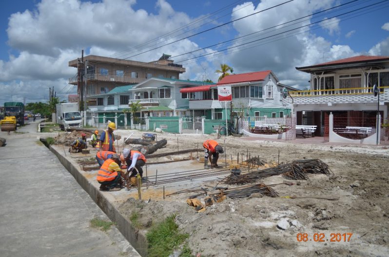 B&J road construction employees preparing a road foundation