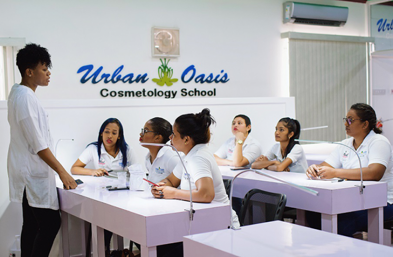 Jennelle Blackman Jones and some of her students during a class session