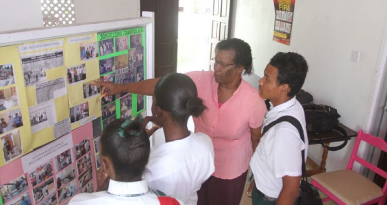 GRC Admin Officer, Lynette Carter explaining details of the organisation’s work to interested students
