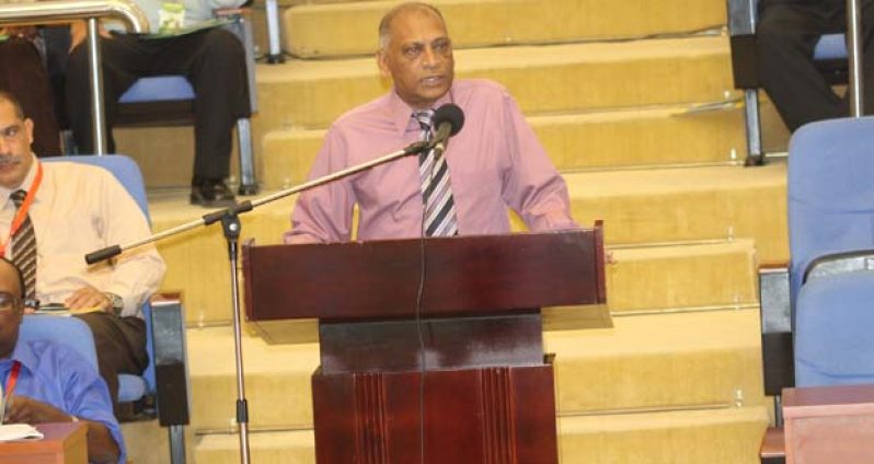 Agriculture Minister, Dr. Leslie Ramsammy delivering the feature address at the opening of Guyana’s first agriculture research conference