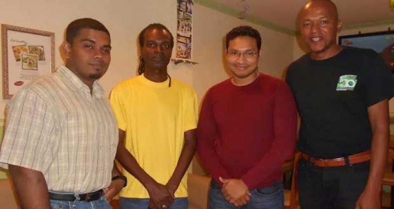 Past and present UGSS presidents assembled to discuss the petition for a local law school. From left are acting UGSS president Richard Rambarran, Duane Edwards (2011-2012), Collin Constantine (2010-2011) and Sherod Duncan (2009-2010)