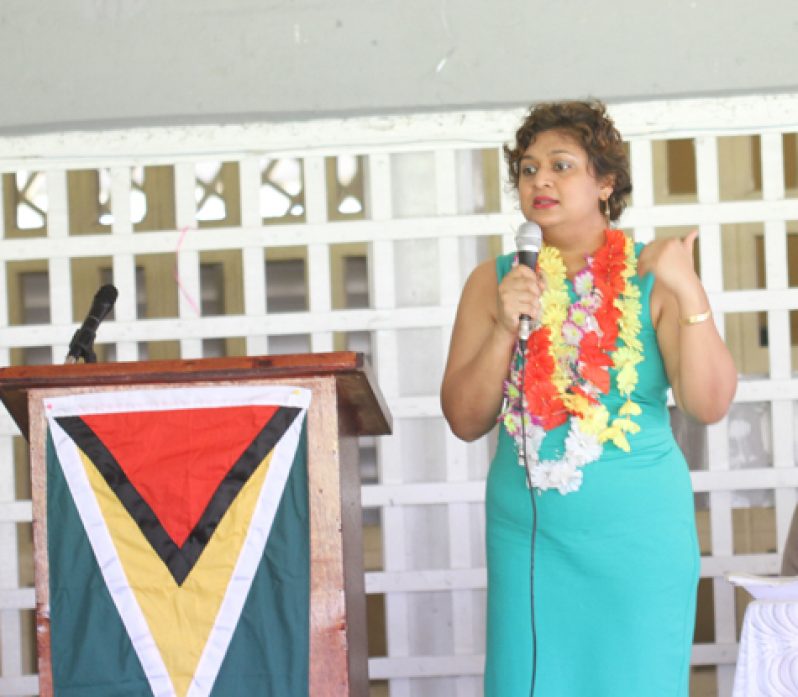Minister of Education Priya Manickchand during her discussions with the community at West Demerara Secondary School (Sonell Nelson photo)