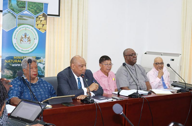 From left: Chair of GFC, Jocelyn Dow; Minister Trotman; Chair of GGMC, Stanley Ming; GGMC Commissioner (ag) Newell Dennison and Chair GGB, GHK Lall
