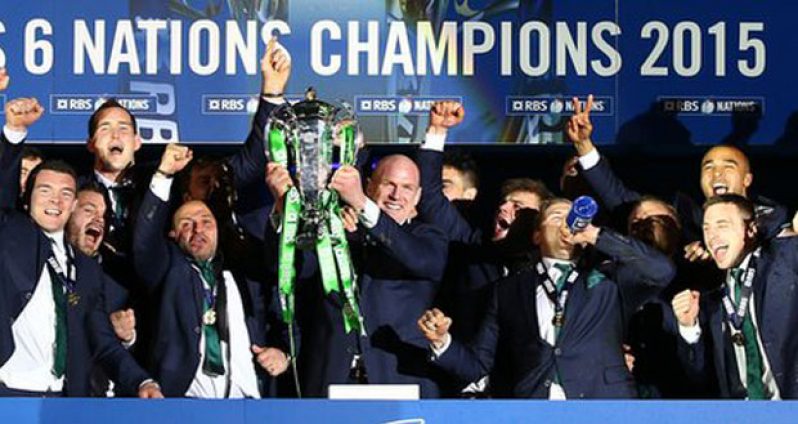 Ireland celebrate winning the Six Nations rugby at Murrayfield. (Action Images via Reuters/Lee Smith)
