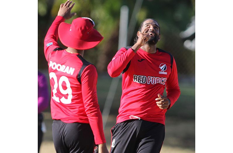 Red Force Leg-spinner Imran Khan bagged five for 32.