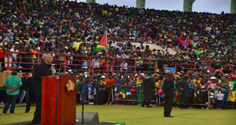 President Granger addressing his people at his inauguration (Photo by Adrian Narine)