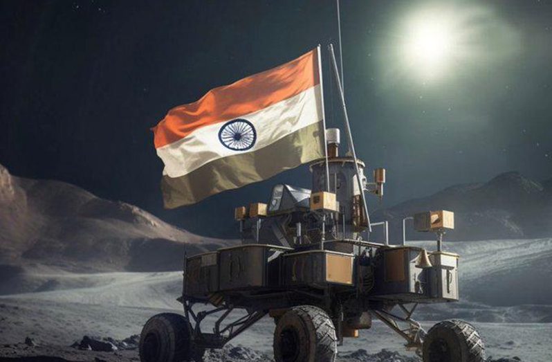 The spacecraft Chandrayaan-3 on the moon