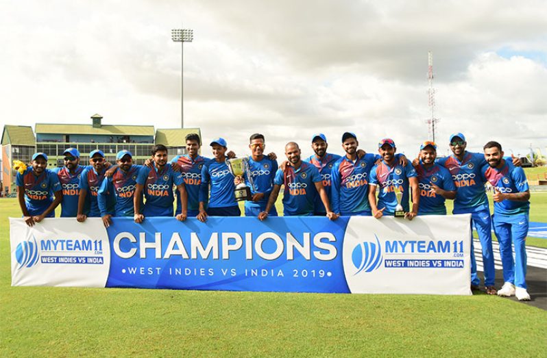 The winning India cricket team after their 3-0 whitewash against the West Indies. (Adrian Narine photos)