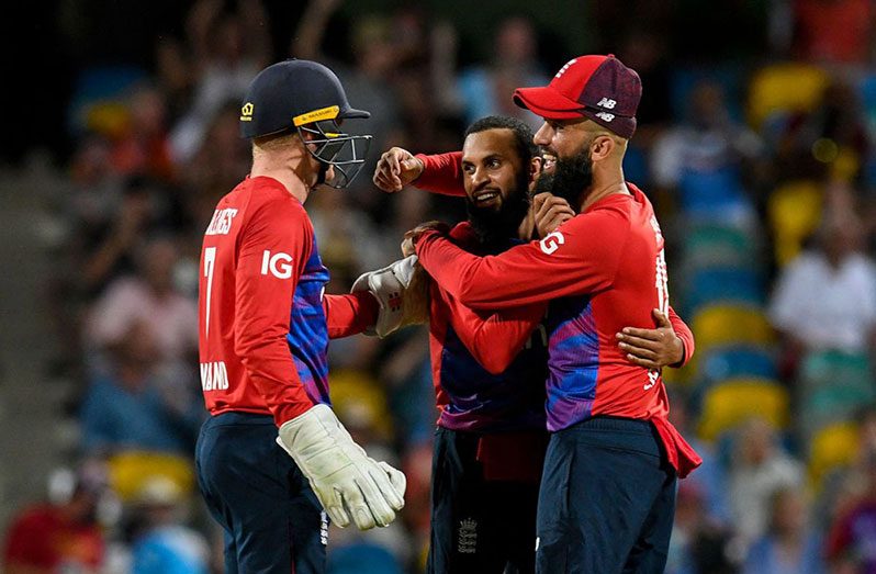 Moeen Ali and Adil Rashid broke through in the middle overs vs West Indies, 4th T20I at Bridgetown yesterday (Randy Brooks/AFP via Getty Images)