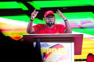 President, Dr Irfaan Ali during last Friday’s address at a public meeting held at Industry, East Coast Demerara