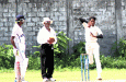 West Demerara Cricket Board President Troy presents the MOM Trophy to Satindra Shiwdarsan yesterday at LBI