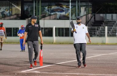 President Dr. Irfaan Ali (right) will have Minister of Culture, Youth and Sport, Charles Ramson Jr. as his partner again as the two play in the Cricket for Charity match on August 12.
