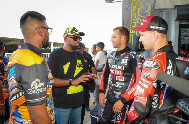 President Dr. Irfaan Ali interacted with competiitors at South Dakota Circuit on Sunday