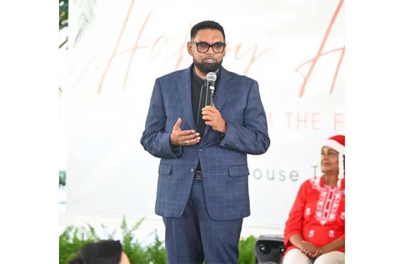 Christmas songs, cheerful laughter, and the spirit of the season filled the Baridi Benab at State House, on Tuesday afternoon, as President Dr Mohamed Irfaan Ali hosted a festive Christmas luncheon for children from ten children’s homes along the coast