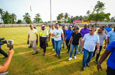 President Dr. Irfaan Ali, along with Ministers of Government, inspected the stadium on Sunday.