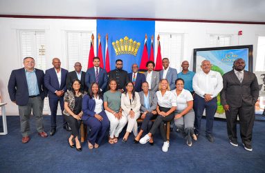 President Dr. Irfaan Ali and members of the Caribbean National Olympic Committees after a meeting at State House on Friday